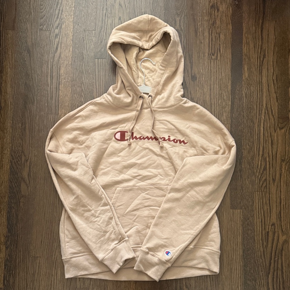 Champion Tan Hoodie with Logo
